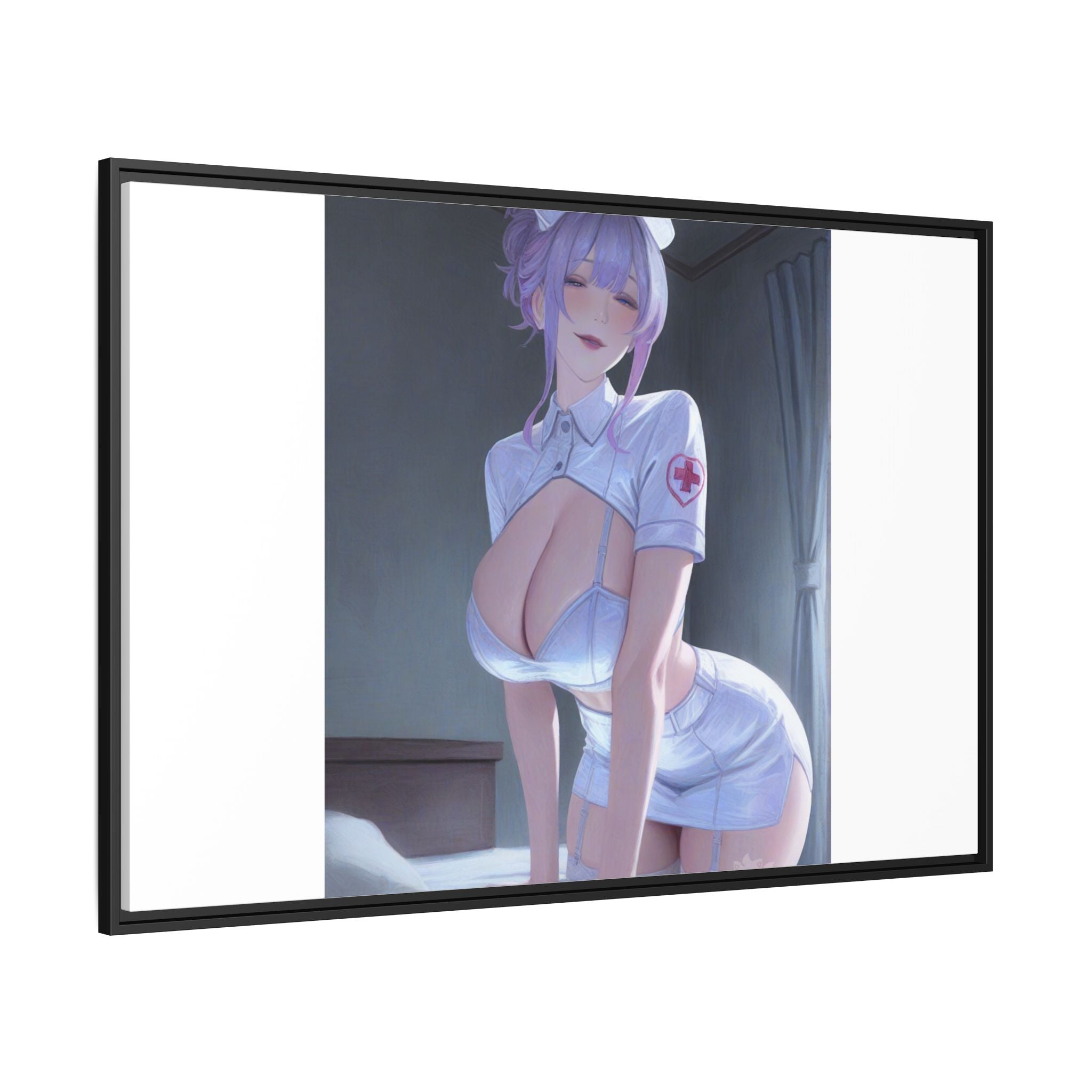 Sexy Anime Nurse Matte Canvas Print (Framed)