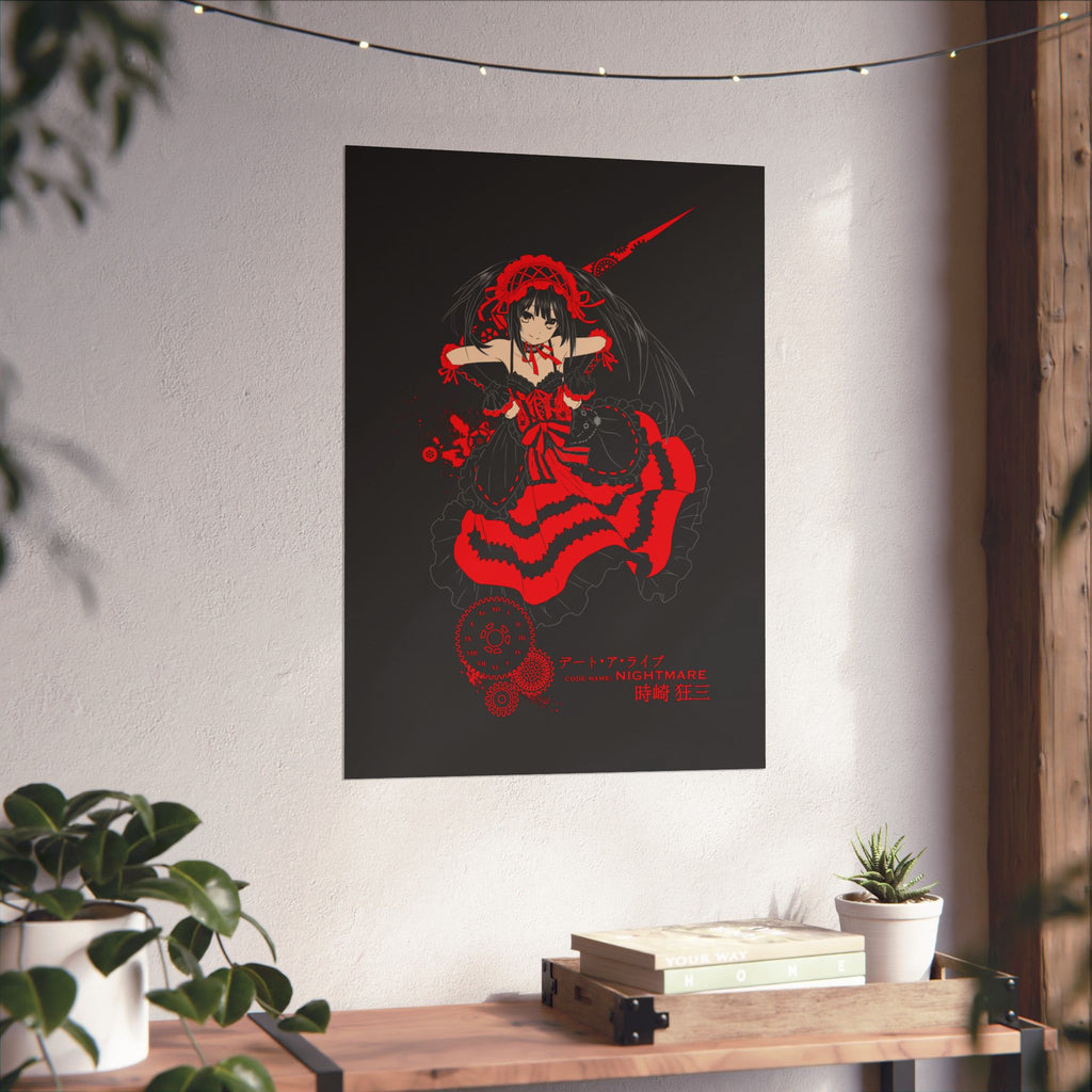 Anime Gothic Poster — Red & Black Kurumi Nightcore Matte Vertical Print