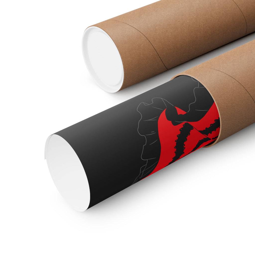 Anime Gothic Poster — Red & Black Kurumi Nightcore Matte Vertical Print