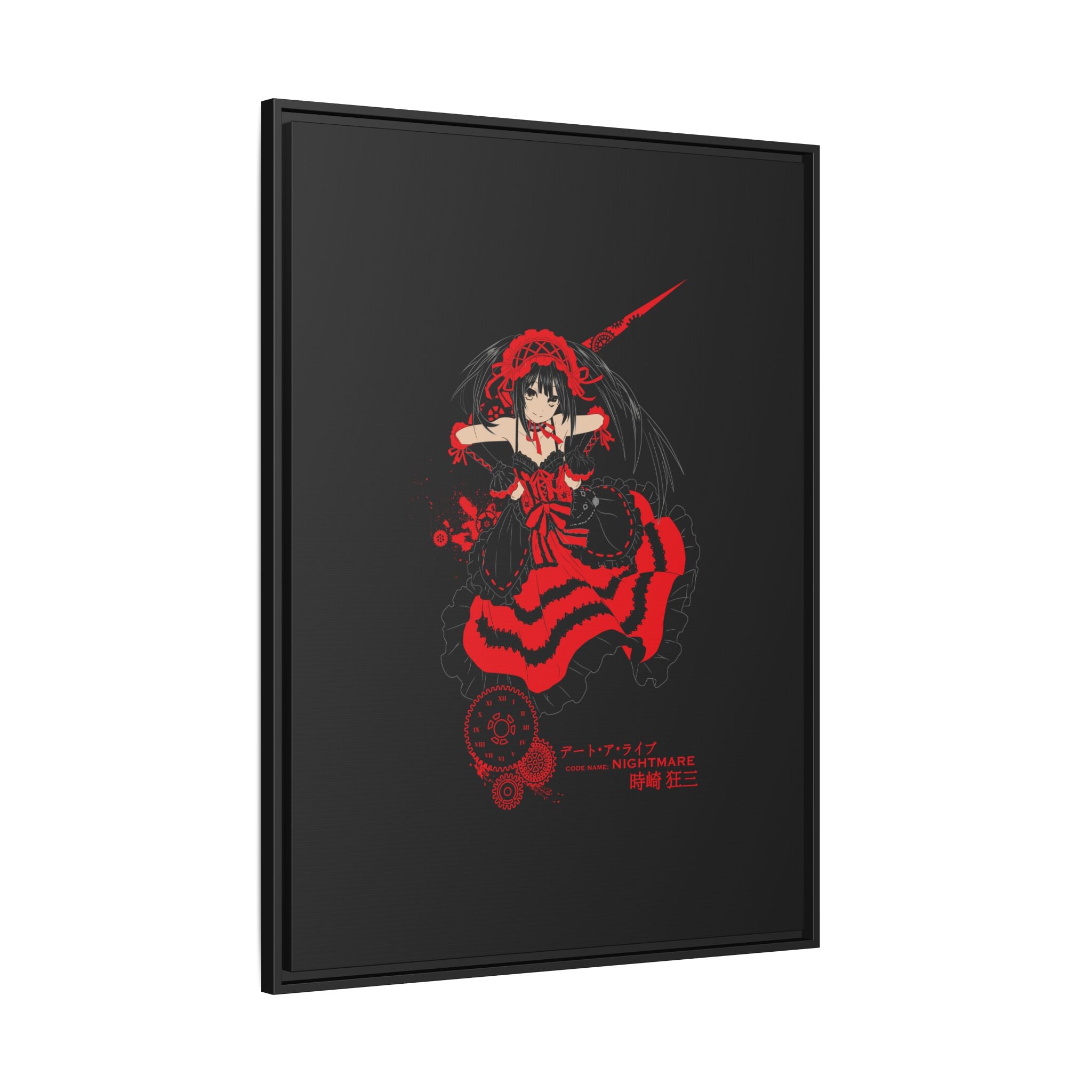 Anime Warrior Red Black Matte Canvas Print — Framed Wall Art