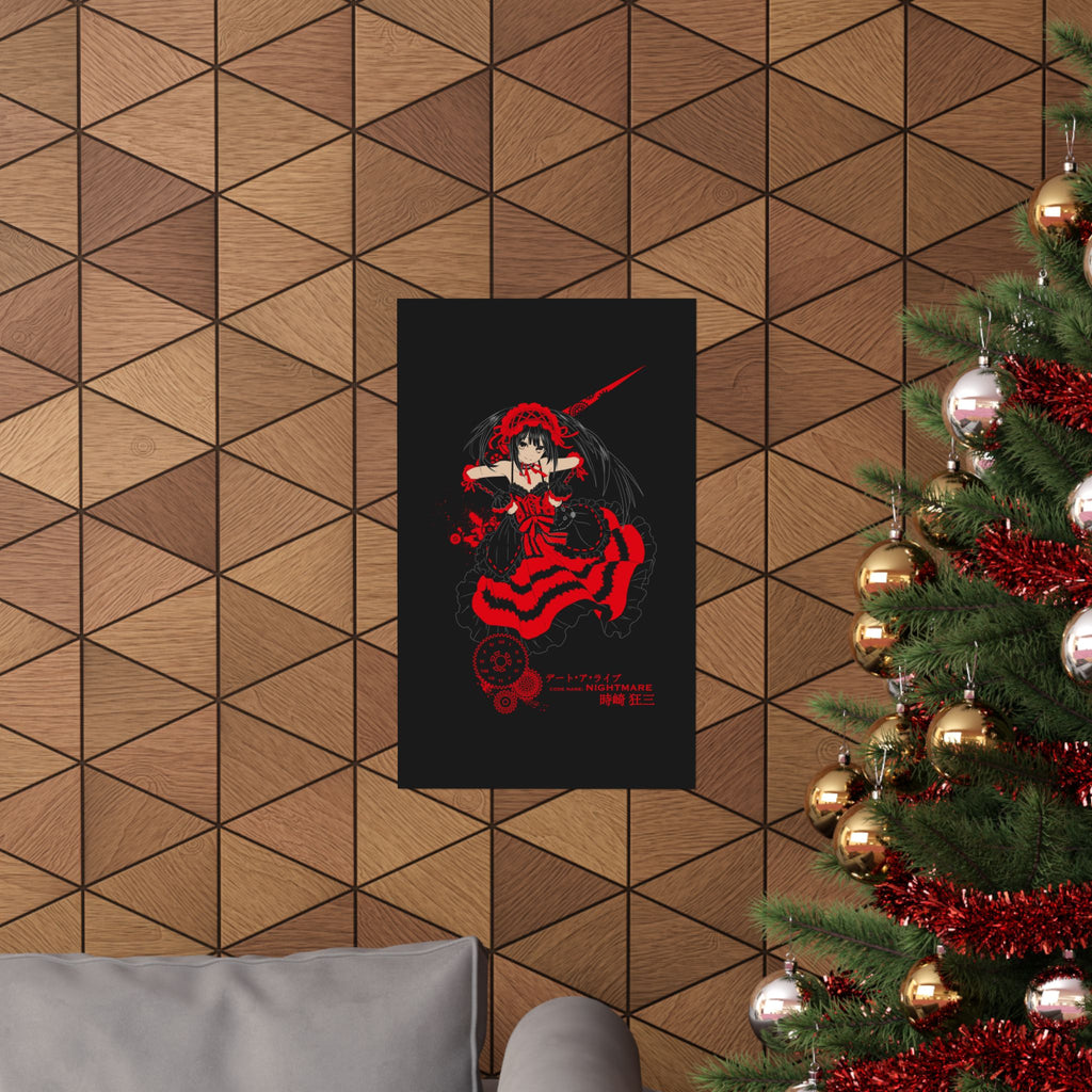 Anime Gothic Poster — Red & Black Kurumi Nightcore Matte Vertical Print
