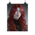 Red-Haired Muse Matte Vertical Poster — Moody Portrait Art Print