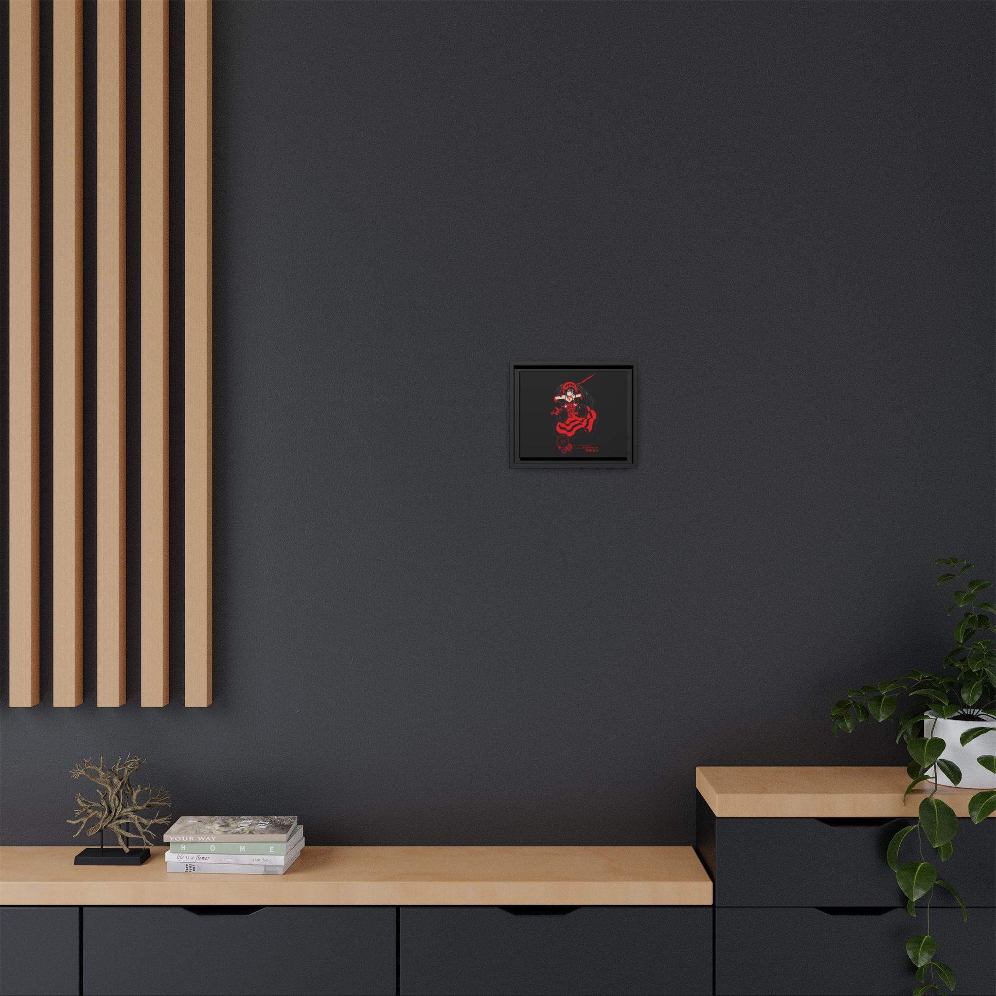 Dark Gothic Anime Canvas — Red & Black Framed Matte Art