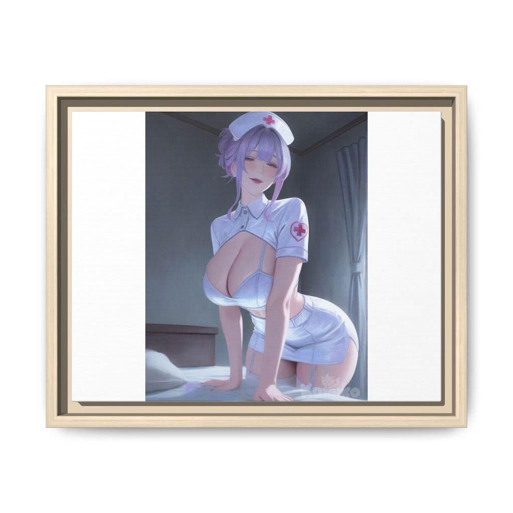 Sexy Anime Nurse Matte Canvas Print (Framed)