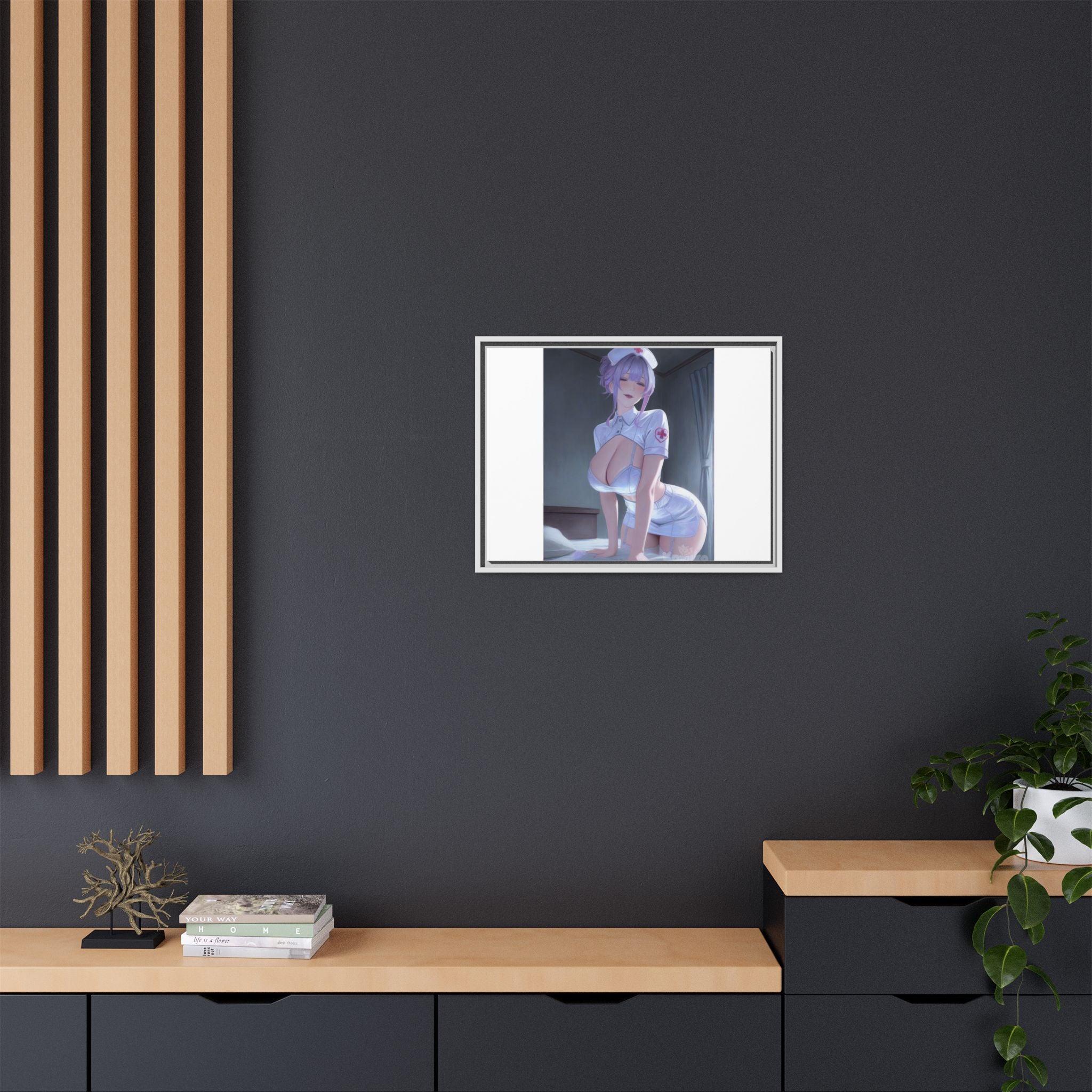 Sexy Anime Nurse Matte Canvas Print (Framed)