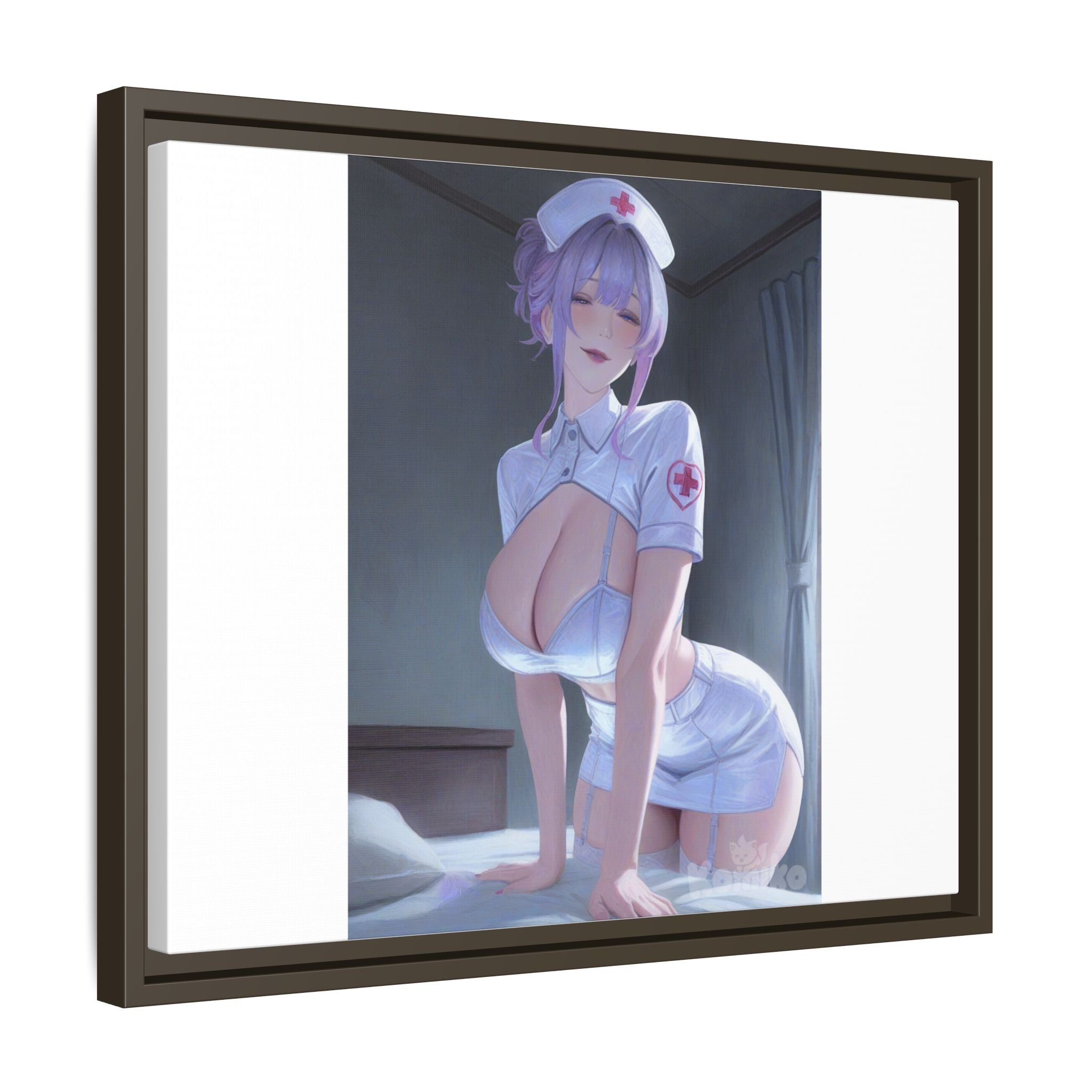 Sexy Anime Nurse Matte Canvas Print (Framed)