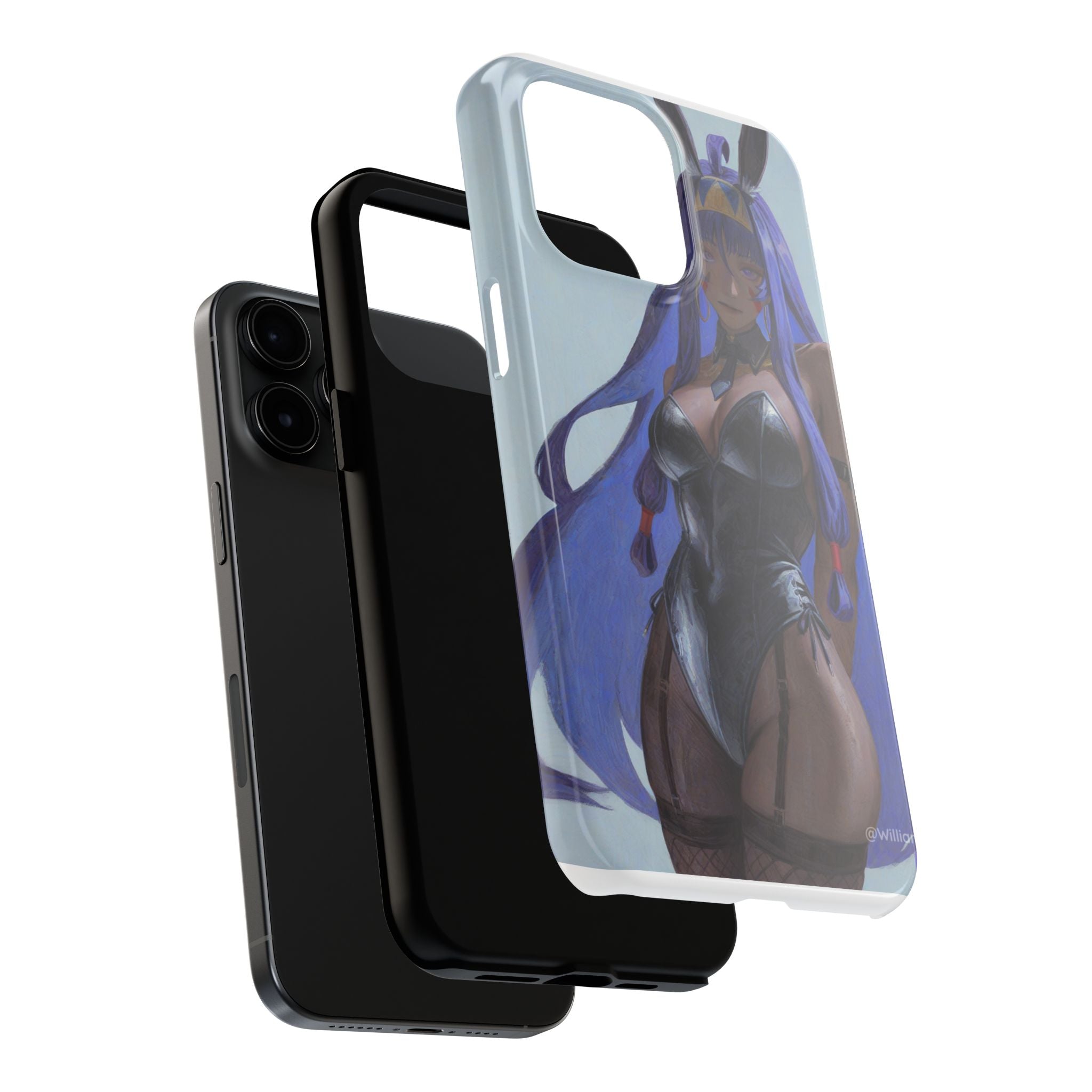 Bunny Girl Tough Phone Case — Anime Purple-Haired Character Protective Cover