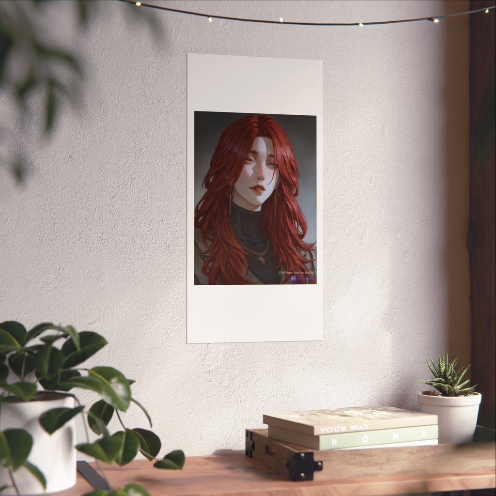 Fine Art Poster — Red-Haired Gothic Portrait, Moody Decorative Wall Art