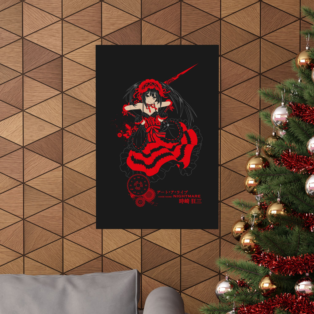 Anime Gothic Poster — Red & Black Kurumi Nightcore Matte Vertical Print