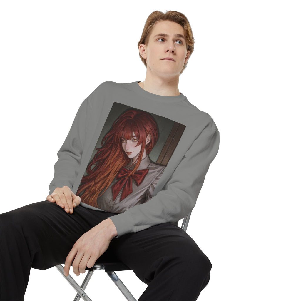 Anime Red-Headed Girl Sweatshirt — Gothic Schoolgirl Art Pullover