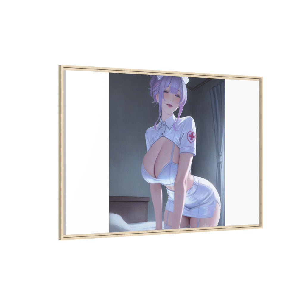 Sexy Anime Nurse Matte Canvas Print (Framed)