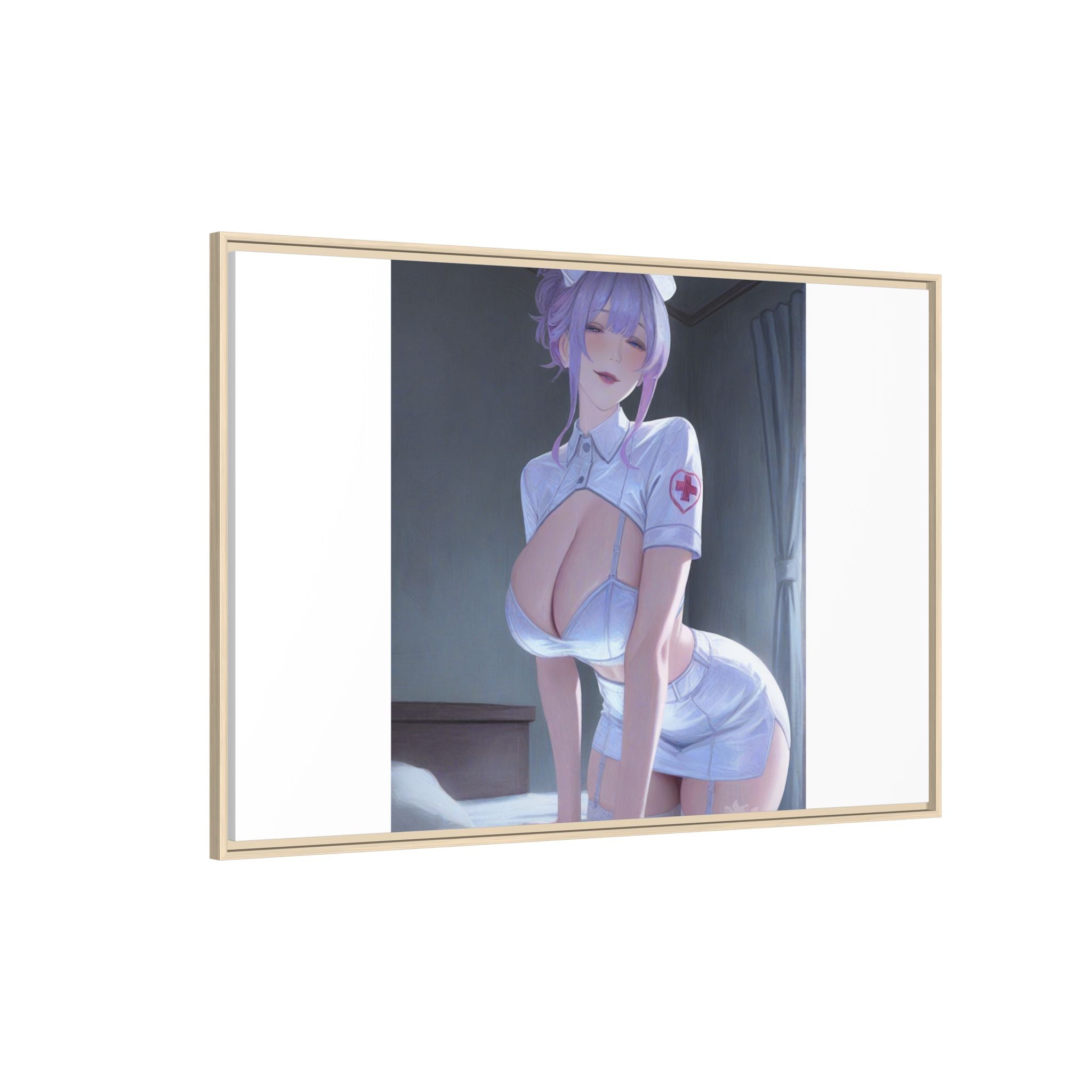 Sexy Anime Nurse Matte Canvas Print (Framed)