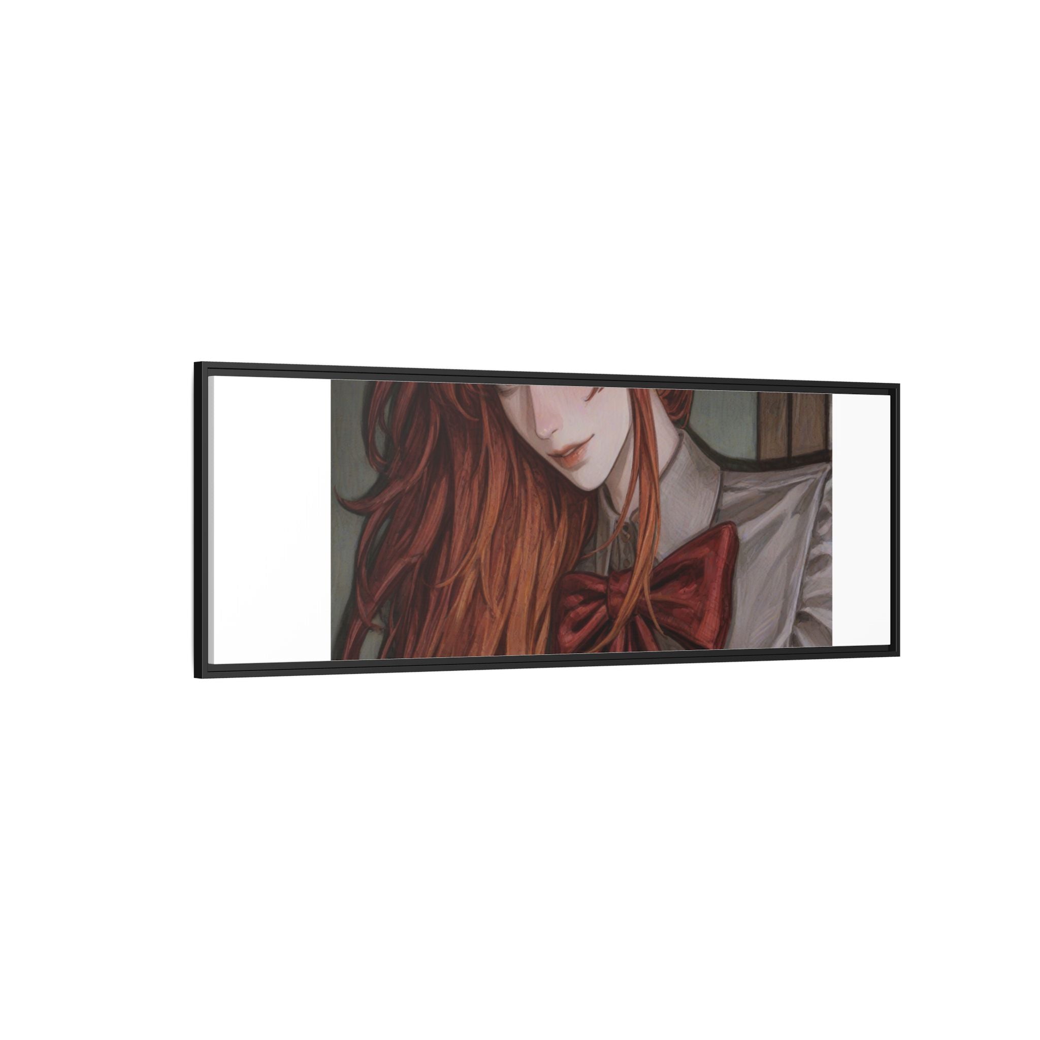 Framed Matte Canvas Print — Moody Red-Headed Anime Girl Art