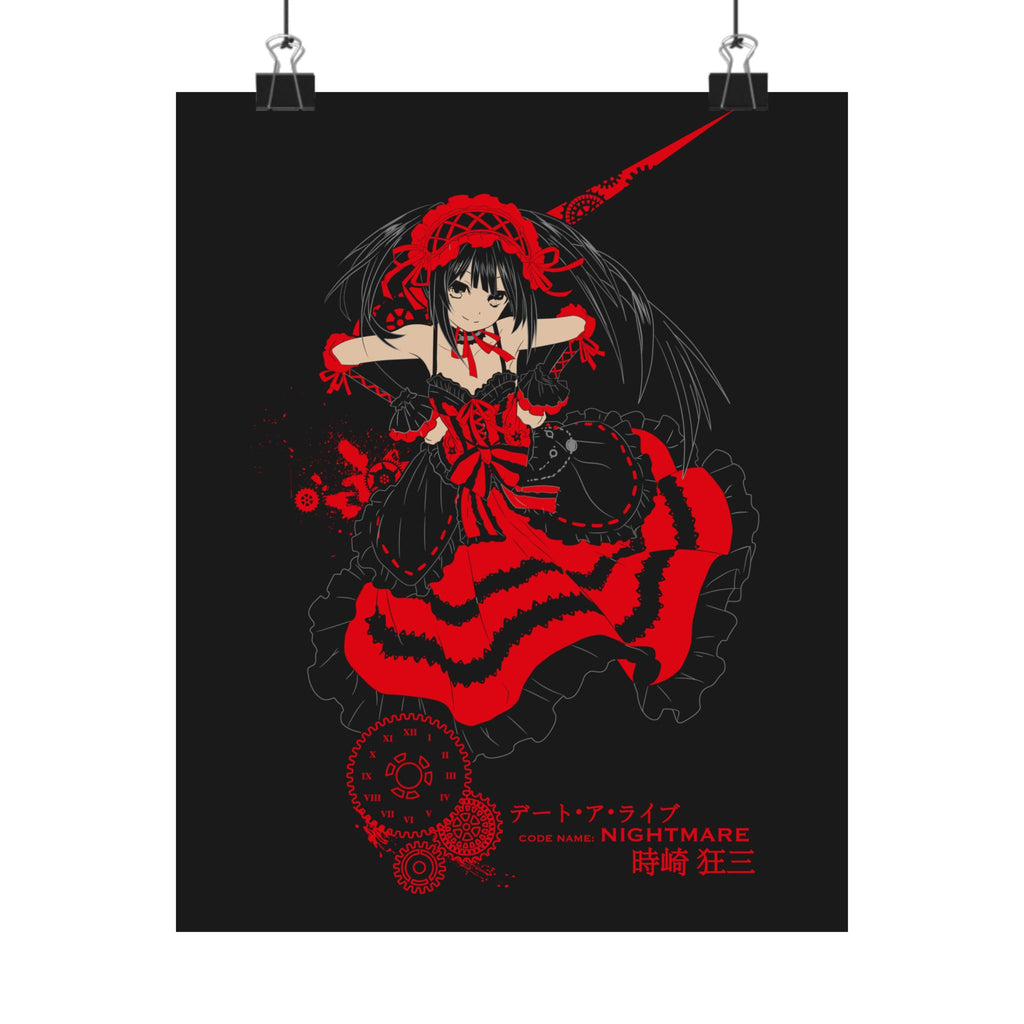 Anime Gothic Poster — Red & Black Kurumi Nightcore Matte Vertical Print