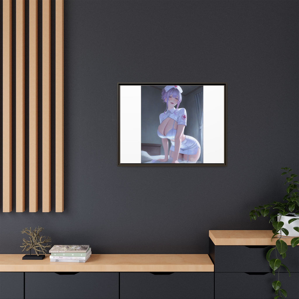 Sexy Anime Nurse Matte Canvas Print (Framed)