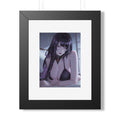 Anime Art Poster — Sultry Dark-Haired Girl Framed Vertical Print