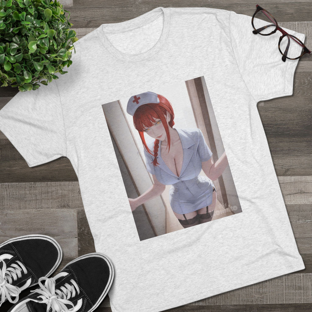 Sexy Anime Nurse T-Shirt — Cute Redhead Nurse Illustration Tee