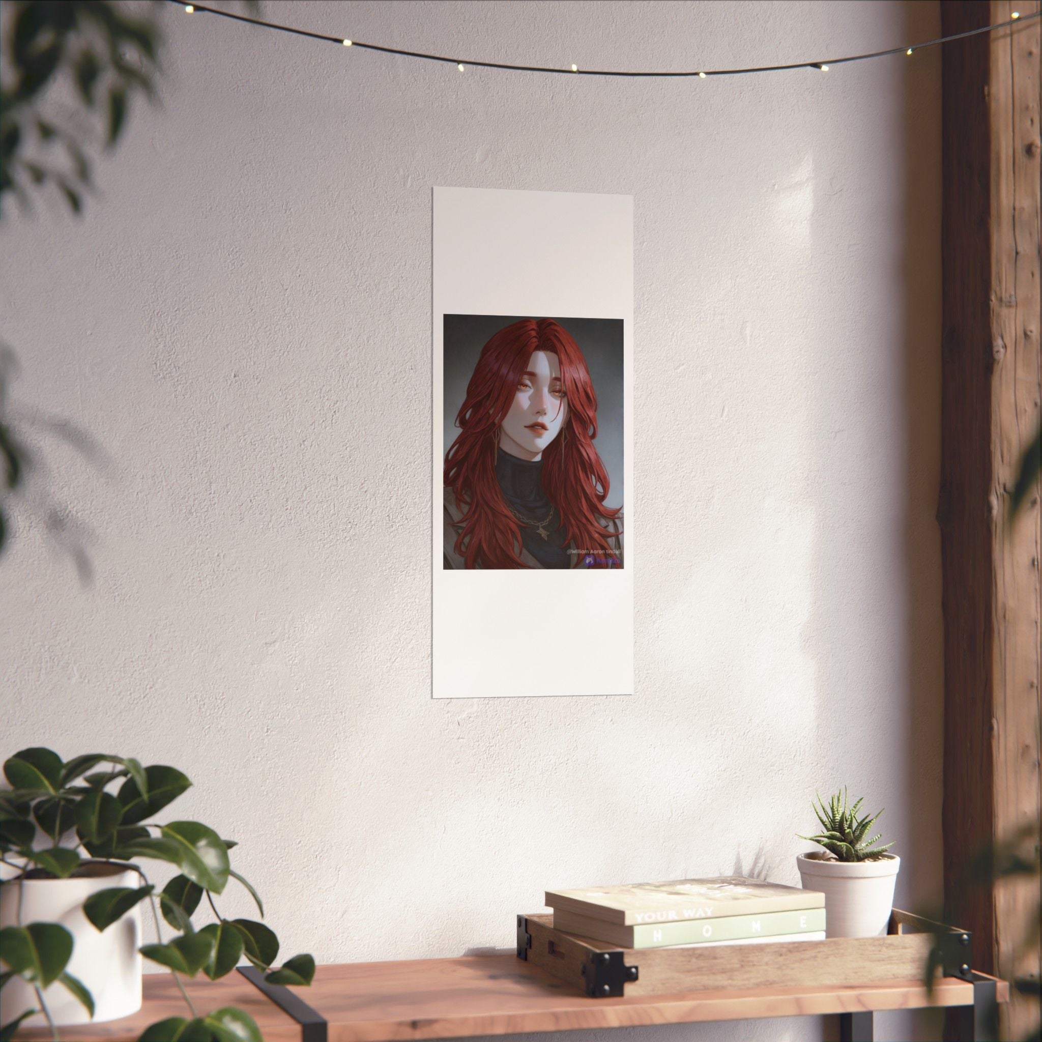 Red-Haired Muse Matte Vertical Poster — Moody Portrait Art Print