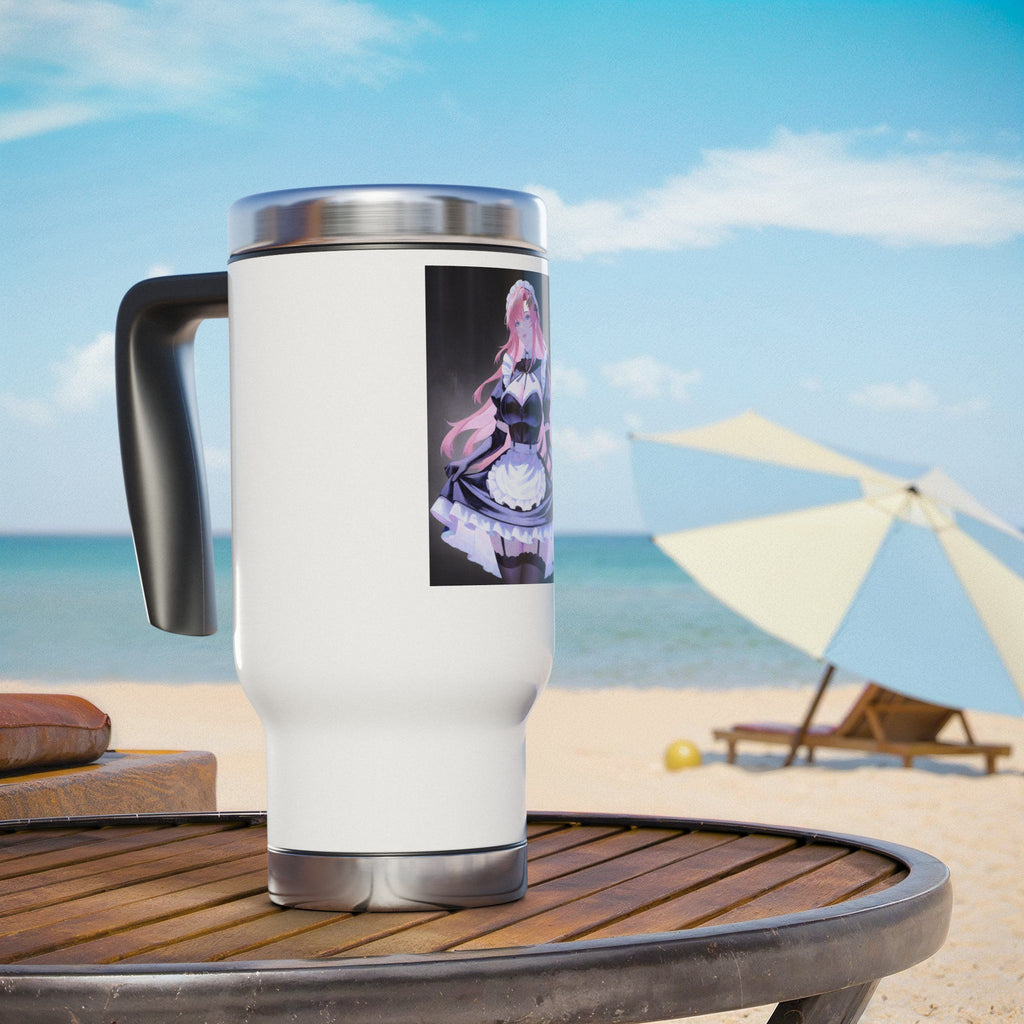 Anime Maid Travel Mug — 14oz Stainless Steel Handle Tumbler