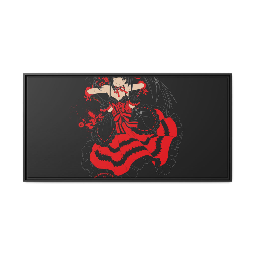 Anime Warrior Red Black Matte Canvas Print — Framed Wall Art