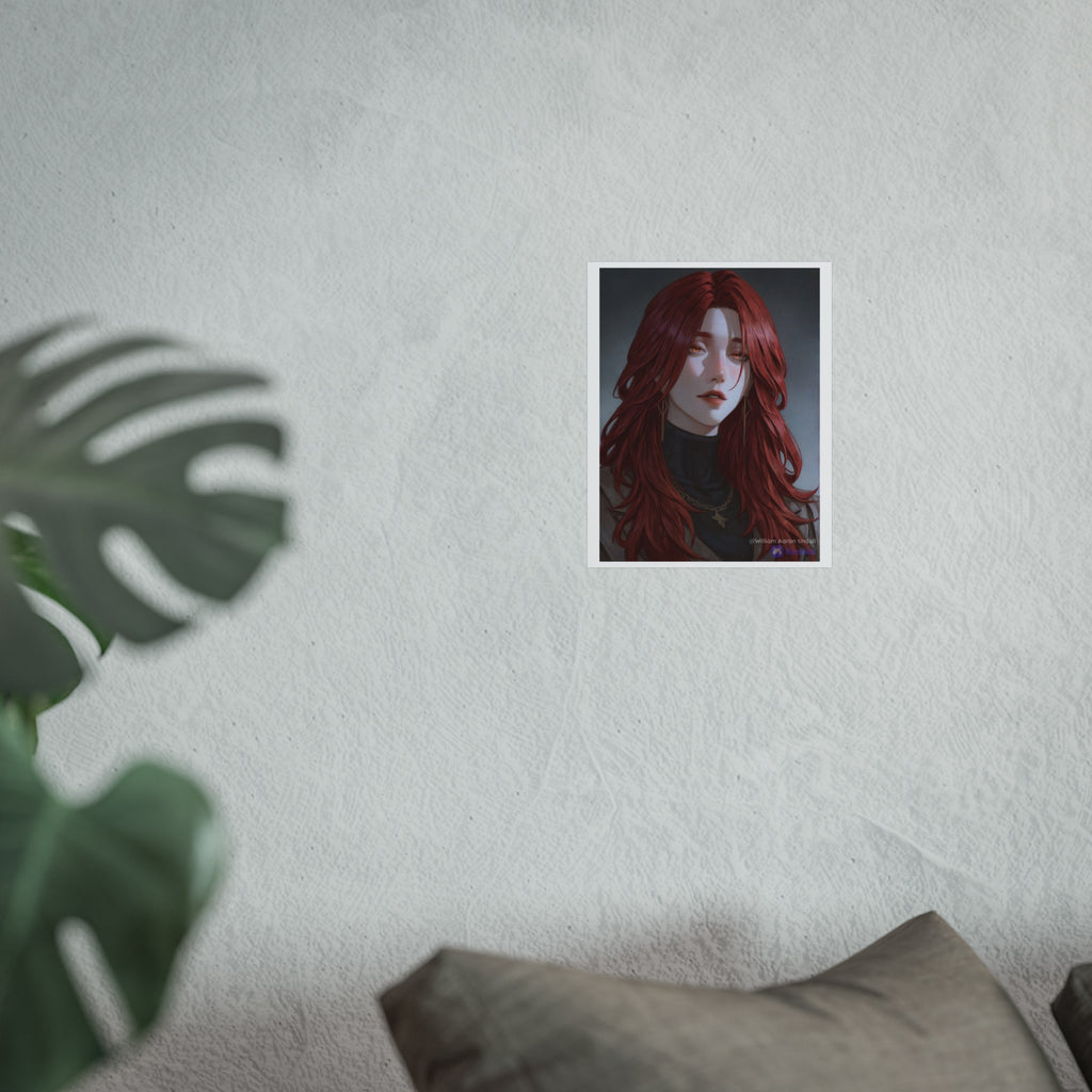 Fine Art Poster — Red-Haired Gothic Portrait, Moody Decorative Wall Art