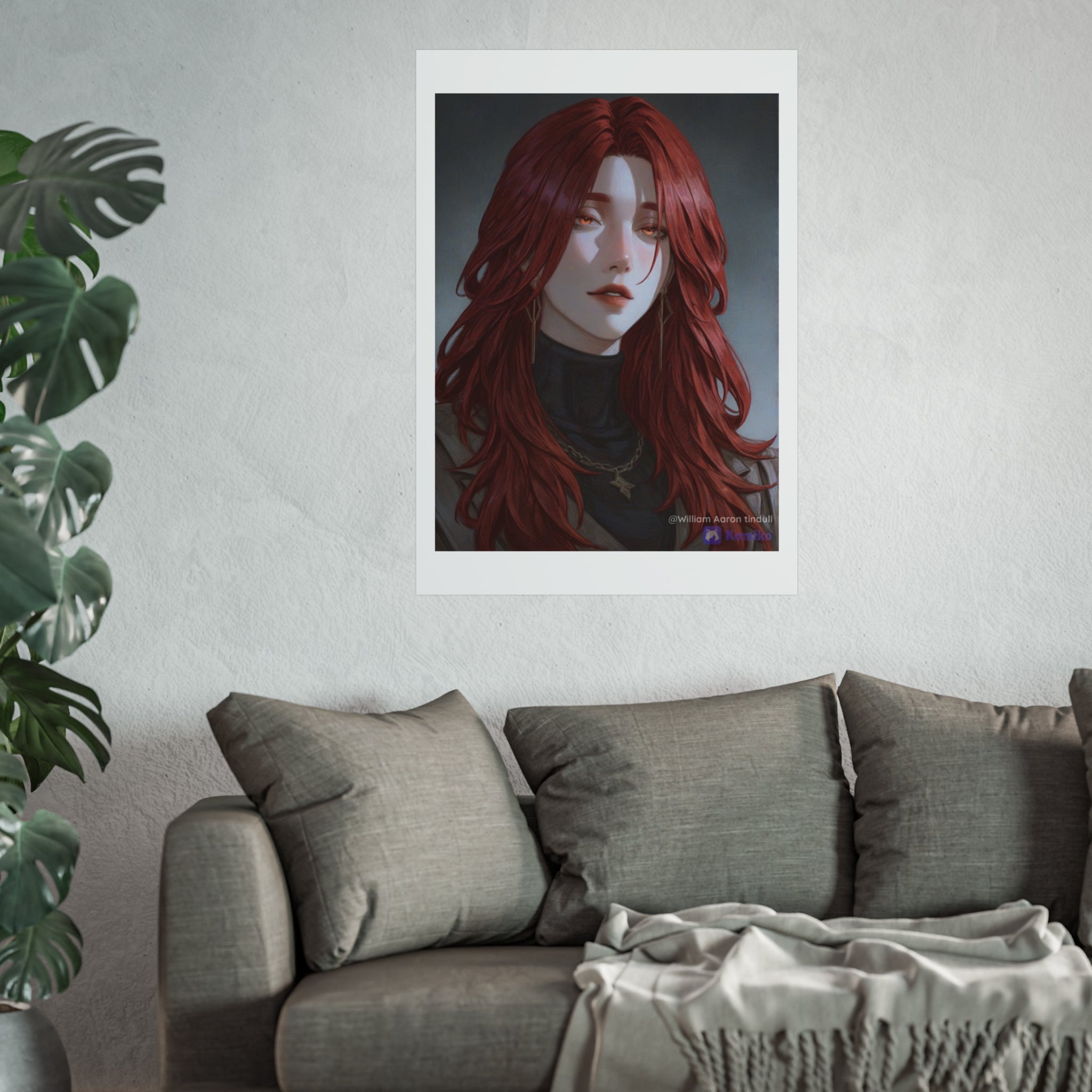 Fine Art Poster — Red-Haired Gothic Portrait, Moody Decorative Wall Art