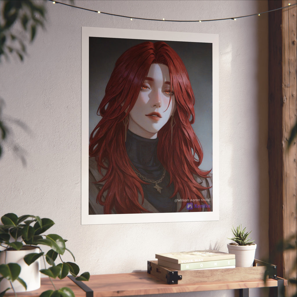 Fine Art Poster — Red-Haired Gothic Portrait, Moody Decorative Wall Art