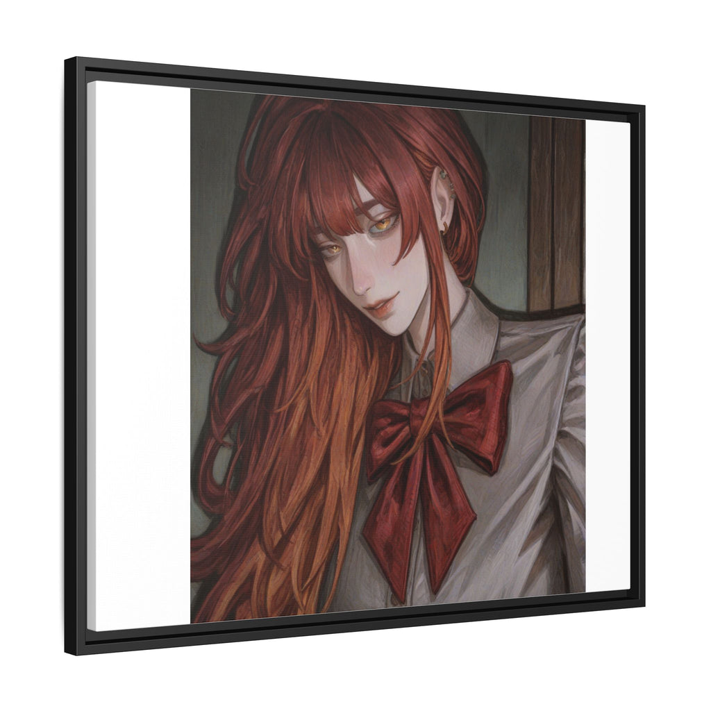 Framed Matte Canvas Print — Moody Red-Headed Anime Girl Art