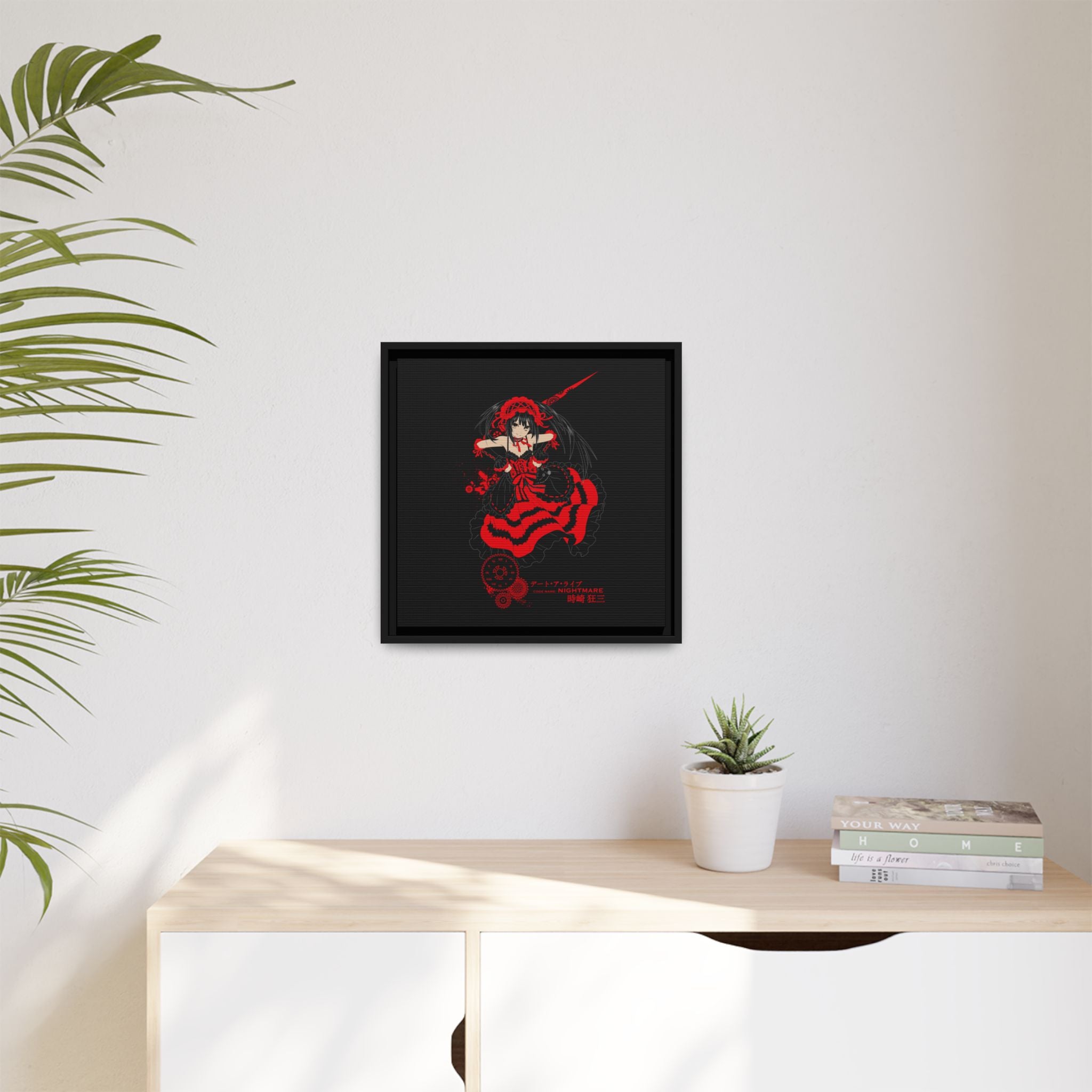 Anime Warrior Red Black Matte Canvas Print — Framed Wall Art