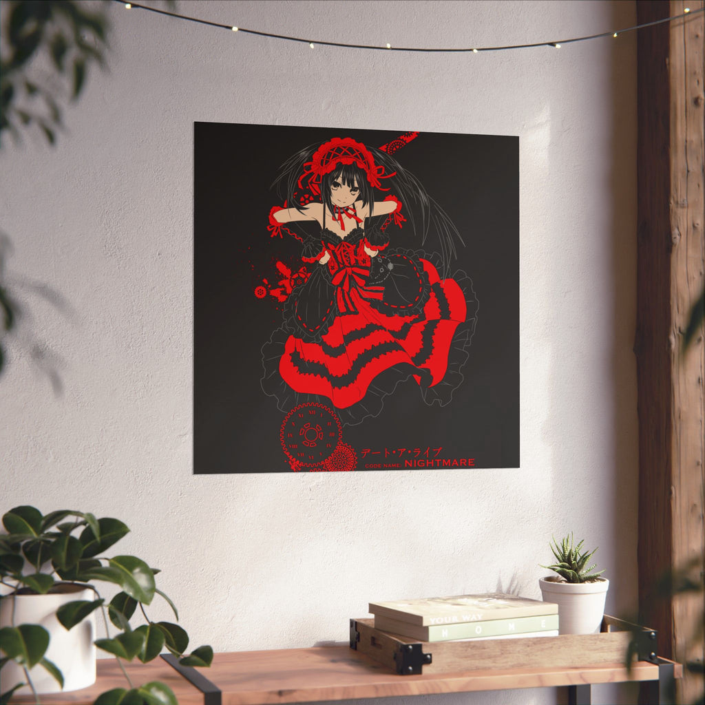 Anime Gothic Poster — Red & Black Kurumi Nightcore Matte Vertical Print