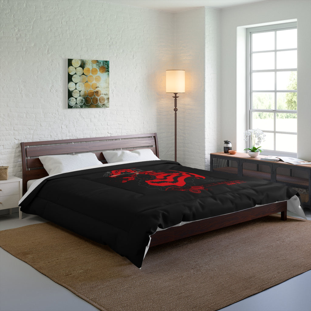 Anime Red Warrior Comforter – Dark Gothic Sword Girl Bedding