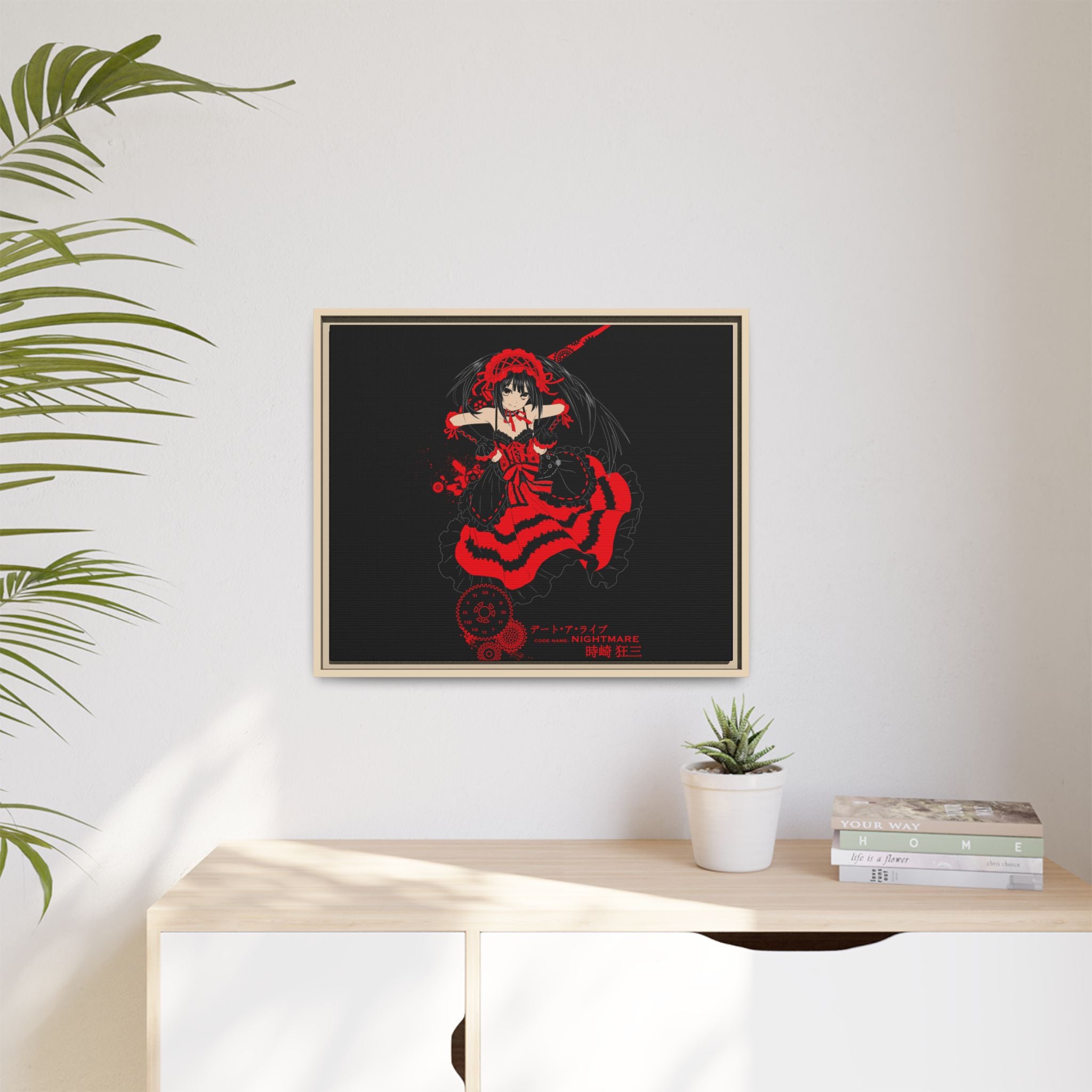 Anime Warrior Red Black Matte Canvas Print — Framed Wall Art