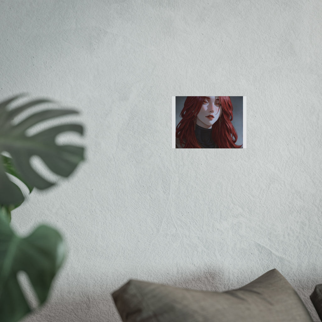 Fine Art Poster — Red-Haired Gothic Portrait, Moody Decorative Wall Art