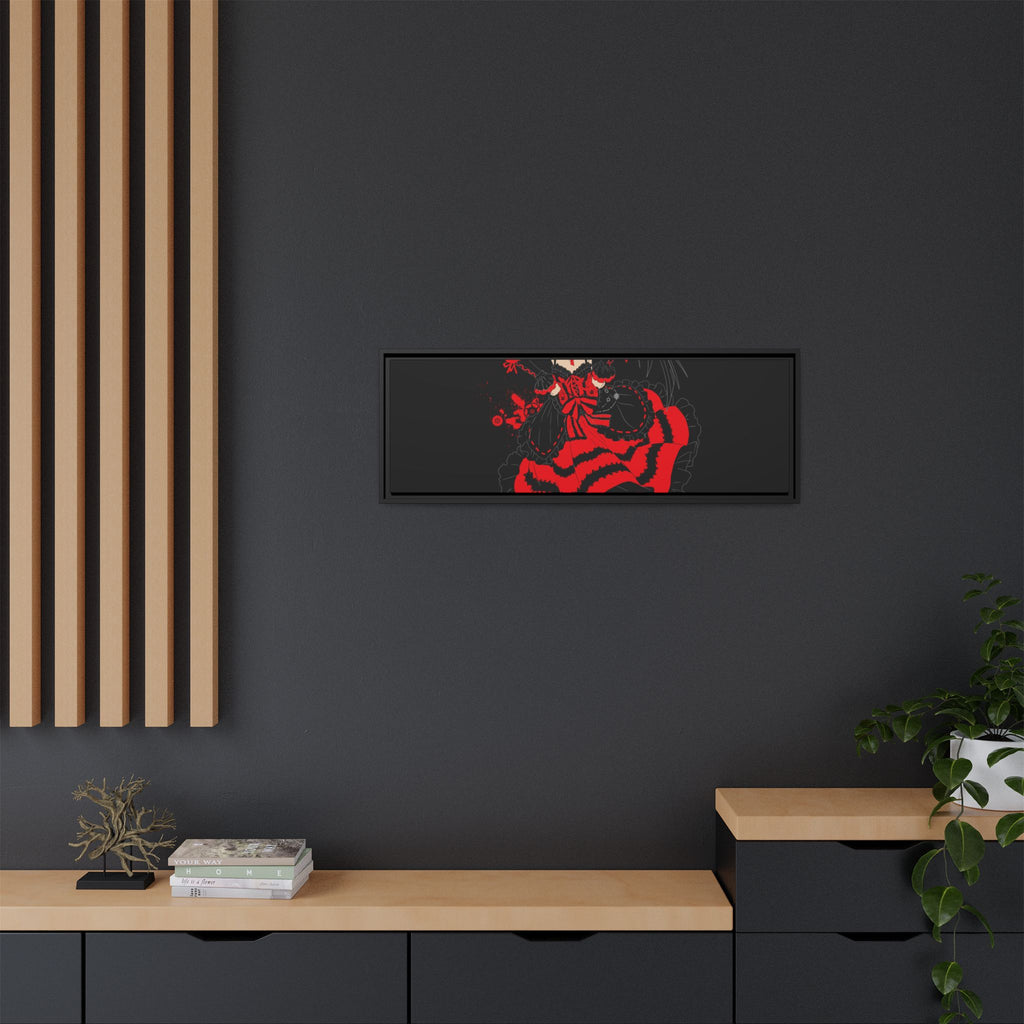 Anime Warrior Red Black Matte Canvas Print — Framed Wall Art