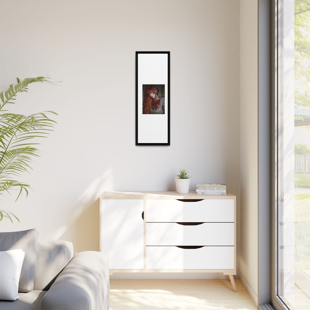 Framed Matte Canvas Print — Moody Red-Headed Anime Girl Art