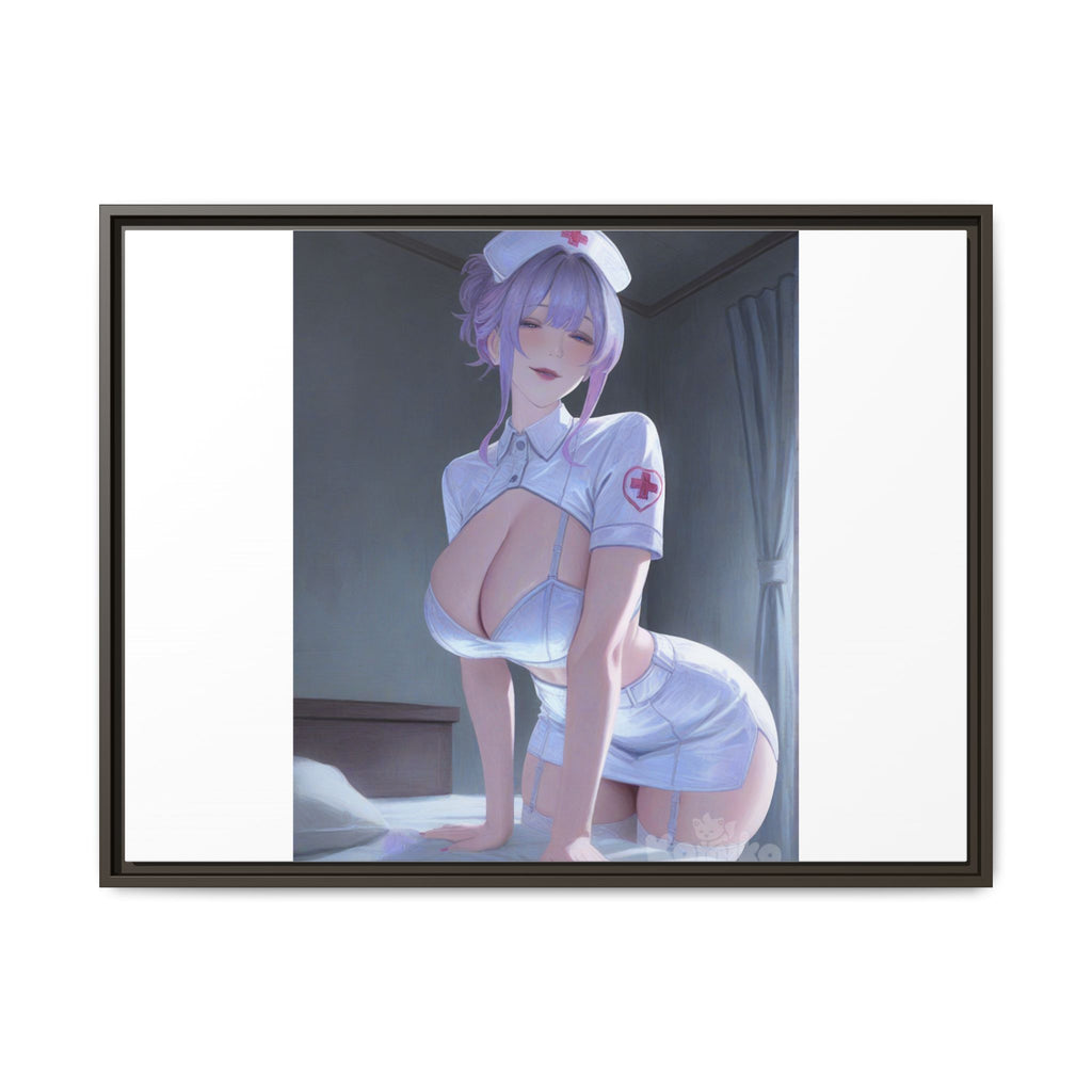 Sexy Anime Nurse Matte Canvas Print (Framed)