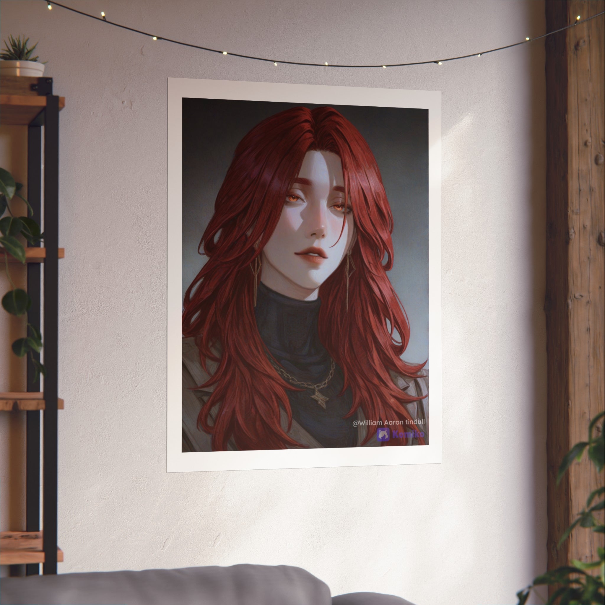 Fine Art Poster — Red-Haired Gothic Portrait, Moody Decorative Wall Art