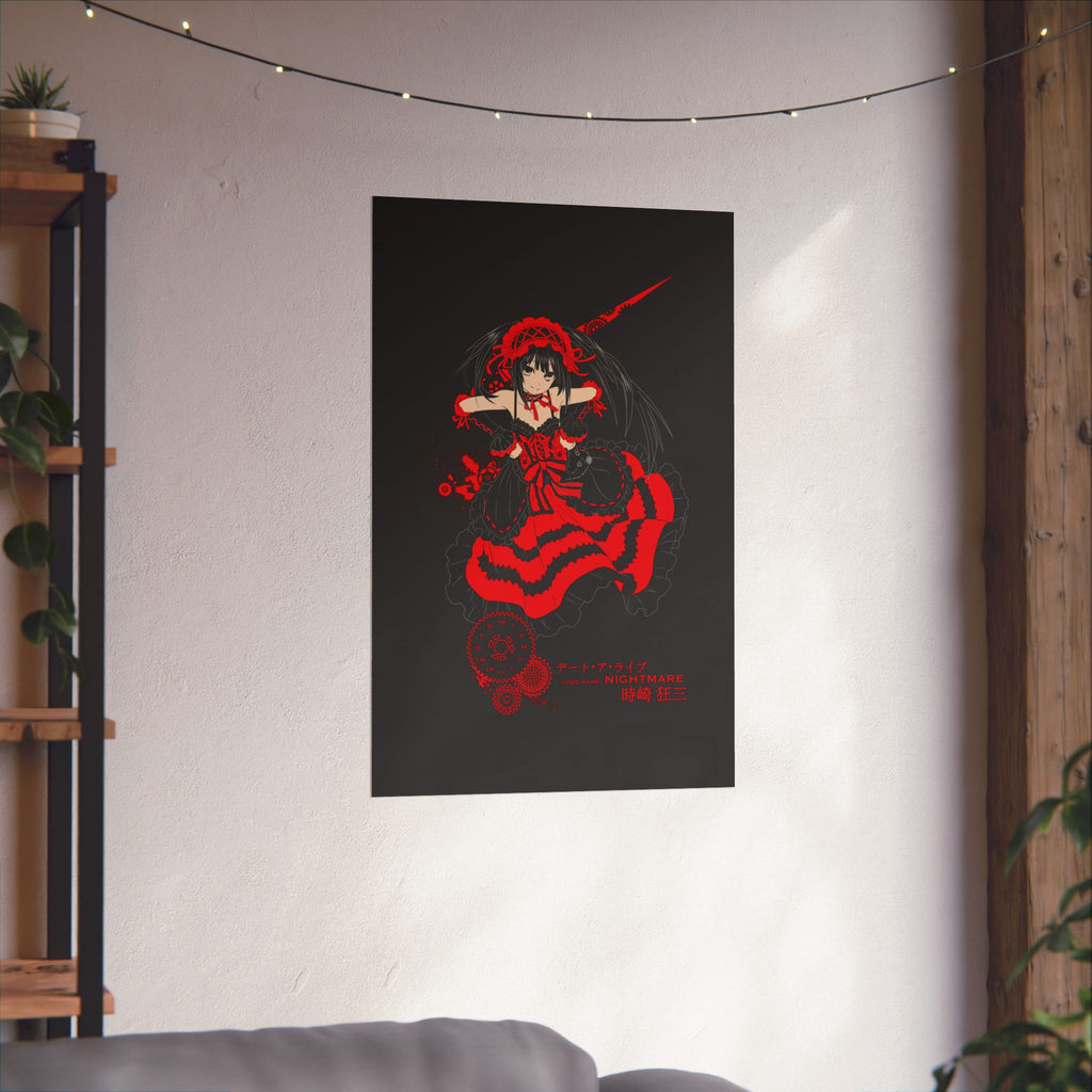 Anime Gothic Poster — Red & Black Kurumi Nightcore Matte Vertical Print
