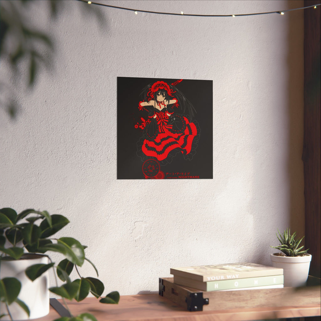 Anime Gothic Poster — Red & Black Kurumi Nightcore Matte Vertical Print