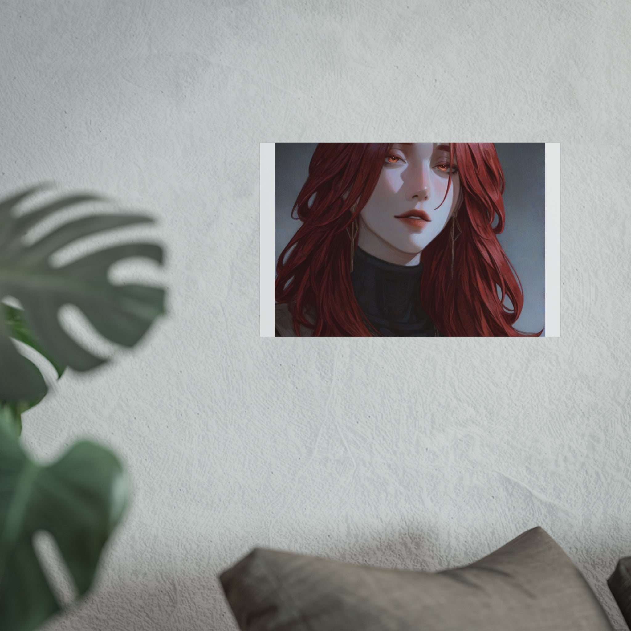 Fine Art Poster — Red-Haired Gothic Portrait, Moody Decorative Wall Art