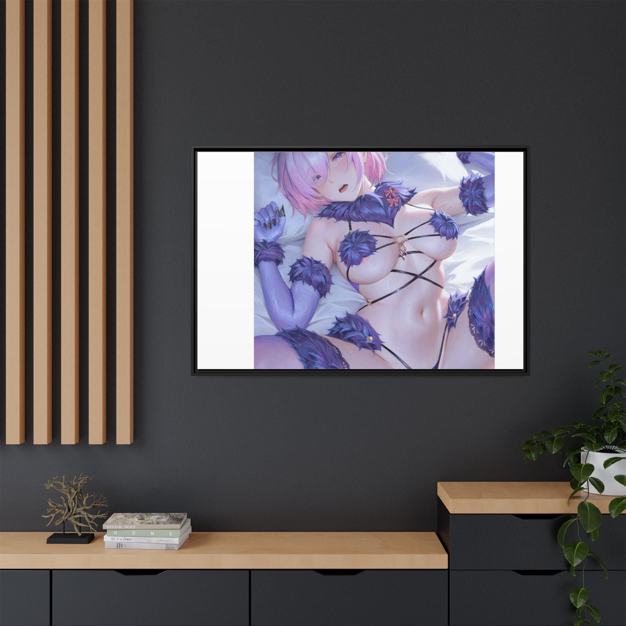 Framed Matte Canvas — Anime Pin-Up Lingerie Art Print