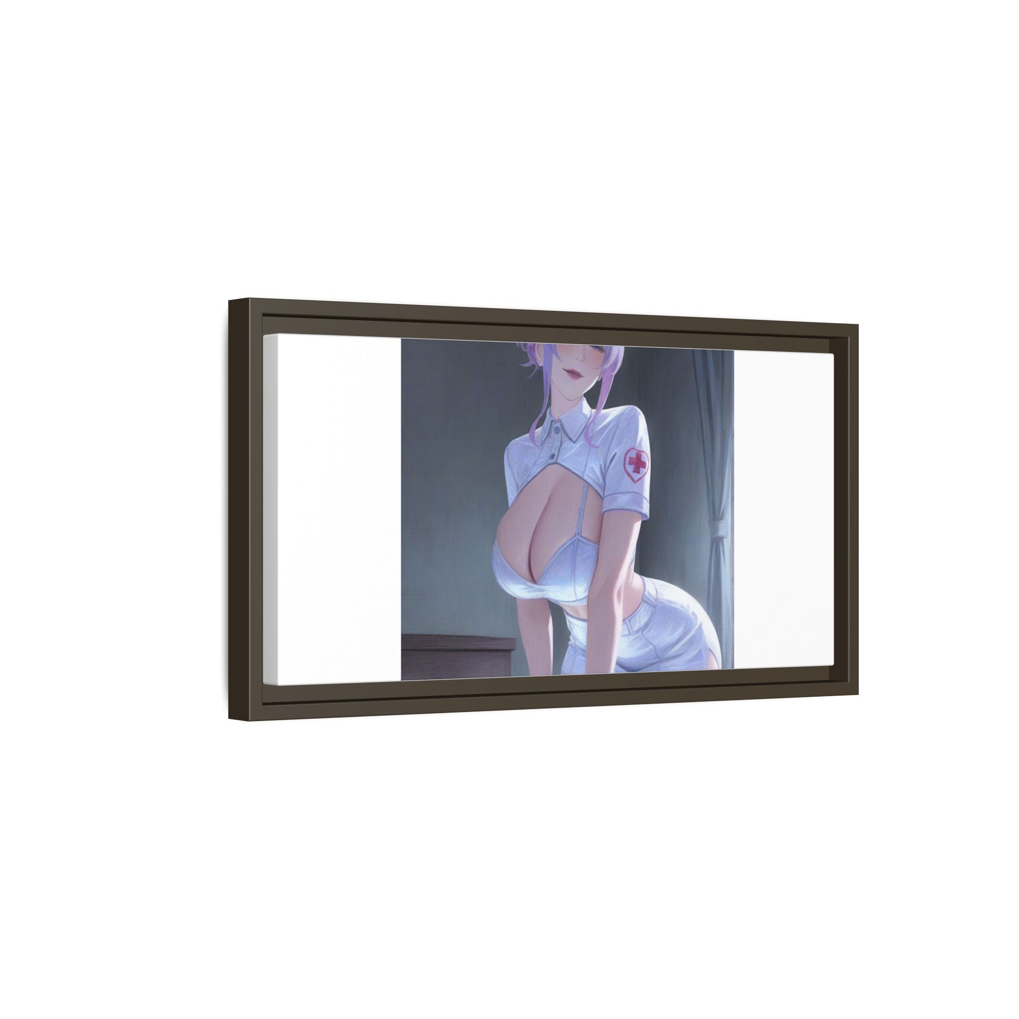 Sexy Anime Nurse Matte Canvas Print (Framed)
