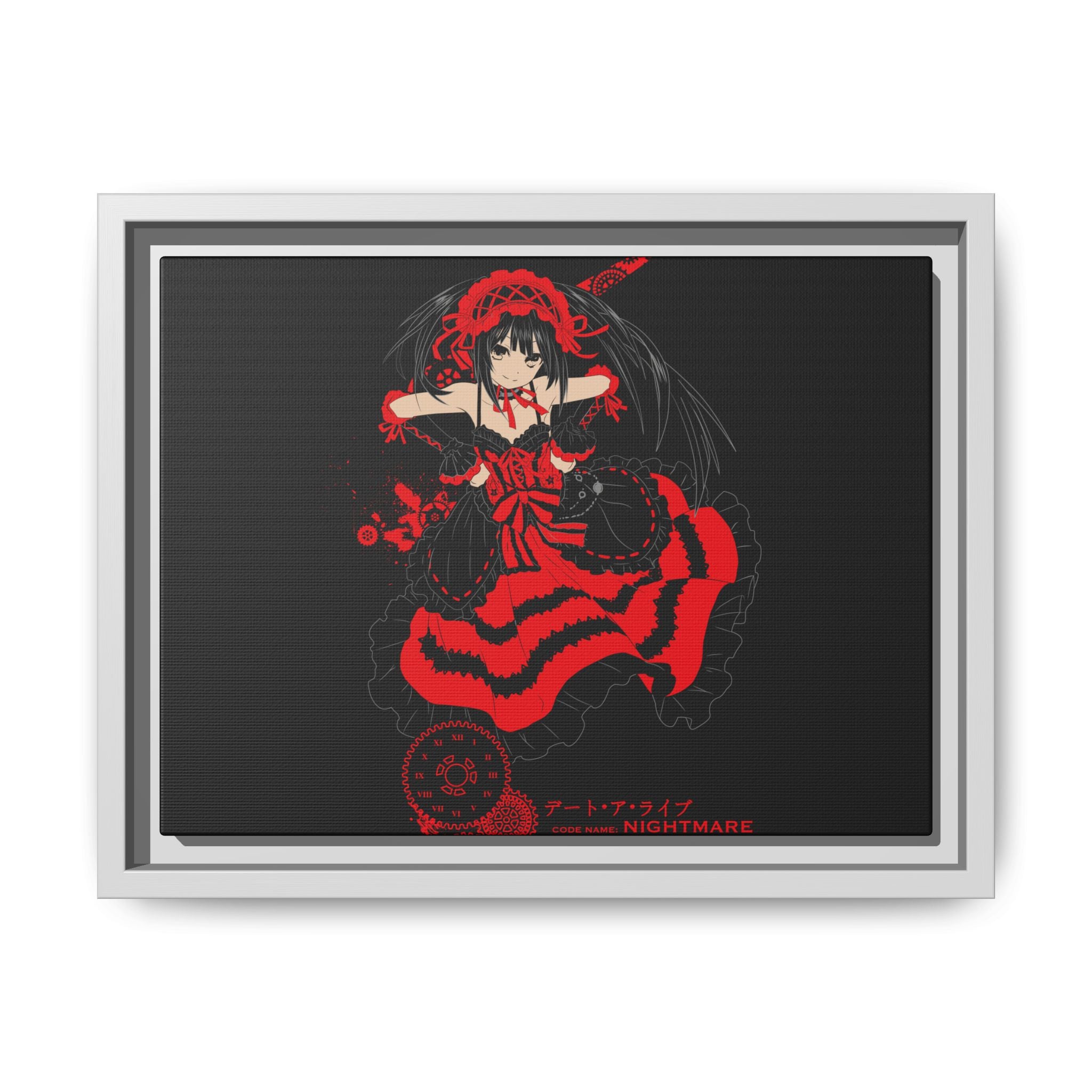 Anime Warrior Red Black Matte Canvas Print — Framed Wall Art