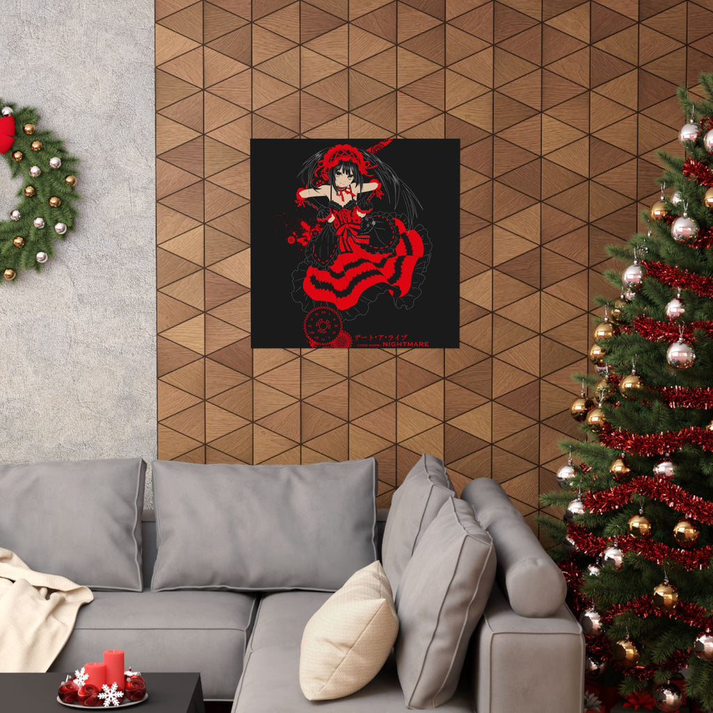 Anime Gothic Poster — Red & Black Kurumi Nightcore Matte Vertical Print