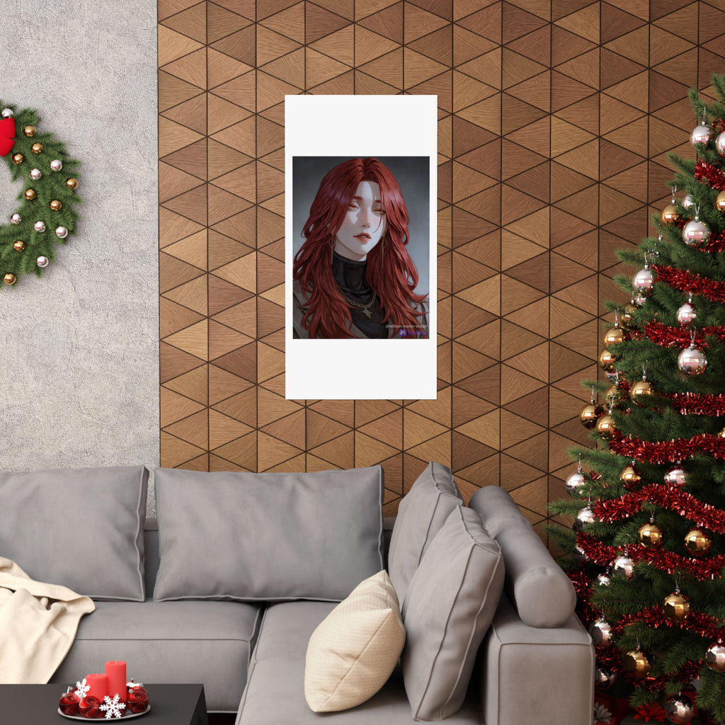Red-Haired Muse Matte Vertical Poster — Moody Portrait Art Print