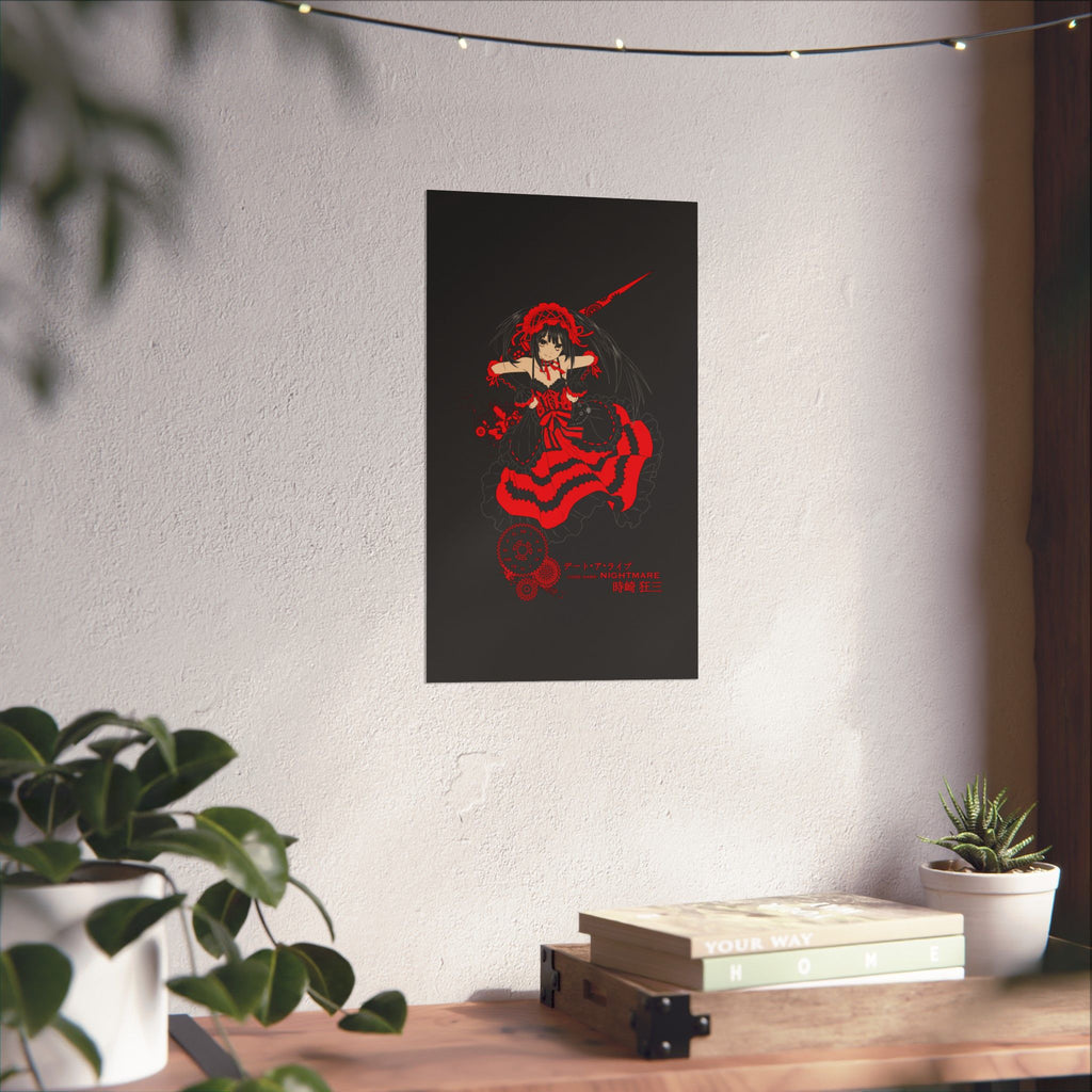 Anime Gothic Poster — Red & Black Kurumi Nightcore Matte Vertical Print