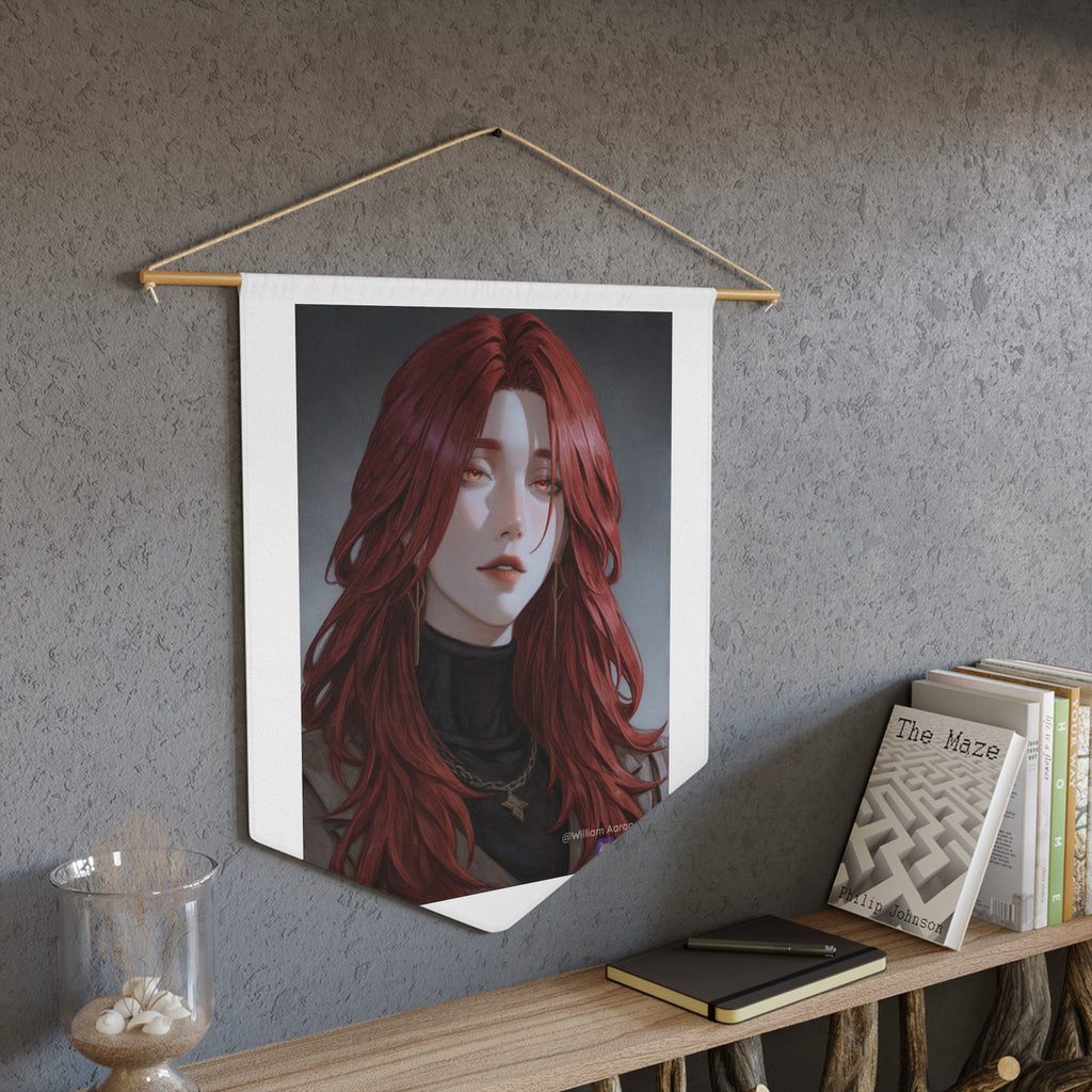 Red-Haired Portrait Pennant — Moody Gothic Wall Banner