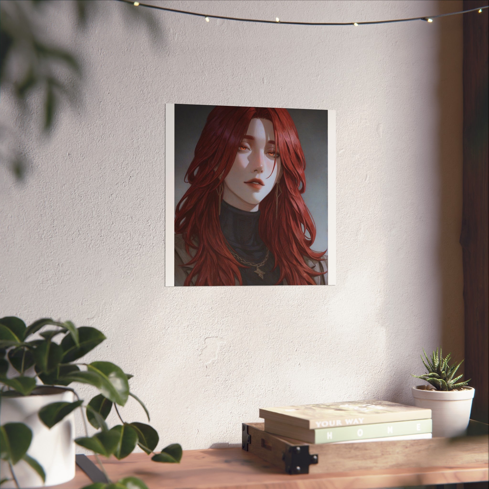 Fine Art Poster — Red-Haired Gothic Portrait, Moody Decorative Wall Art