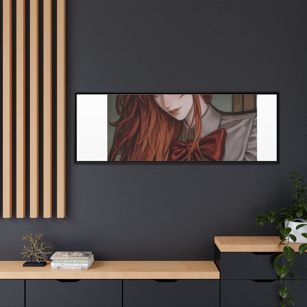 Framed Matte Canvas Print — Moody Red-Headed Anime Girl Art