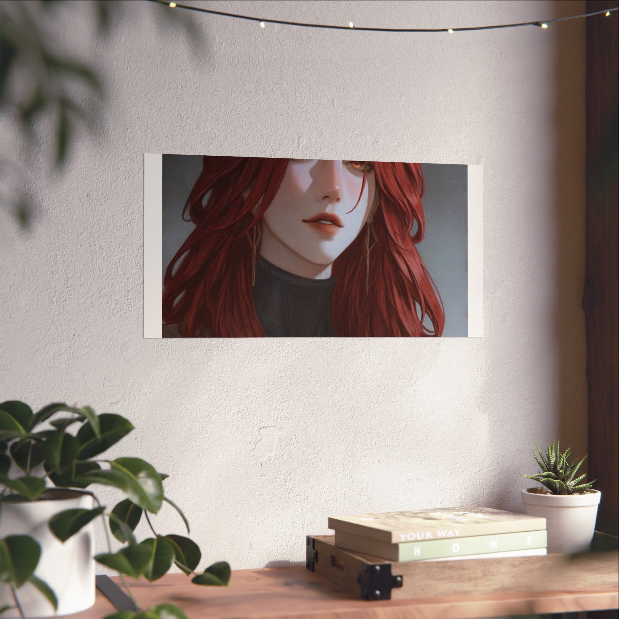 Fine Art Poster — Red-Haired Gothic Portrait, Moody Decorative Wall Art